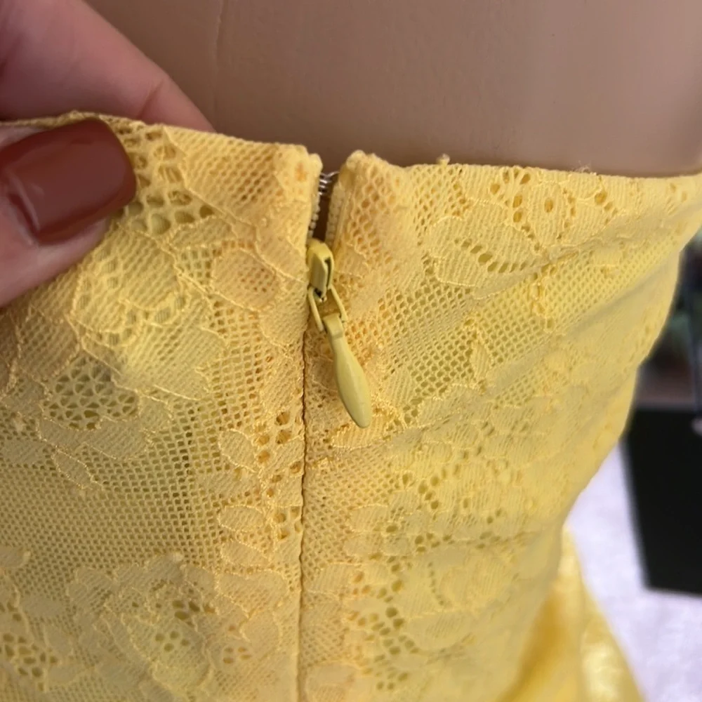 NBD/ Revolve/ Yellow lace One Shoulder MIDI Dress size S - Picture 9 of 9